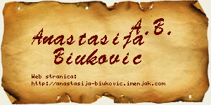 Anastasija Biuković vizit kartica